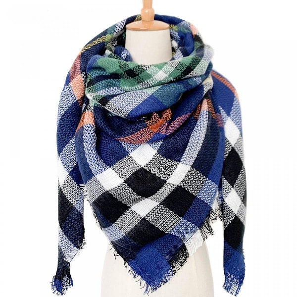 Women Tartan Scarf - Winter Long Scarves Plaid Warm Wraps Wool British Style For Ladies Spinning Tassel Shawl Long Stole,18