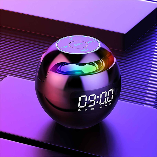 Langaton Bluetooth-kaiutin Värikäs subwoofer LED-näytöllä FM-radio Herätyskello Bluetooth Hifi-kortti MP3-musiikkisoitin H