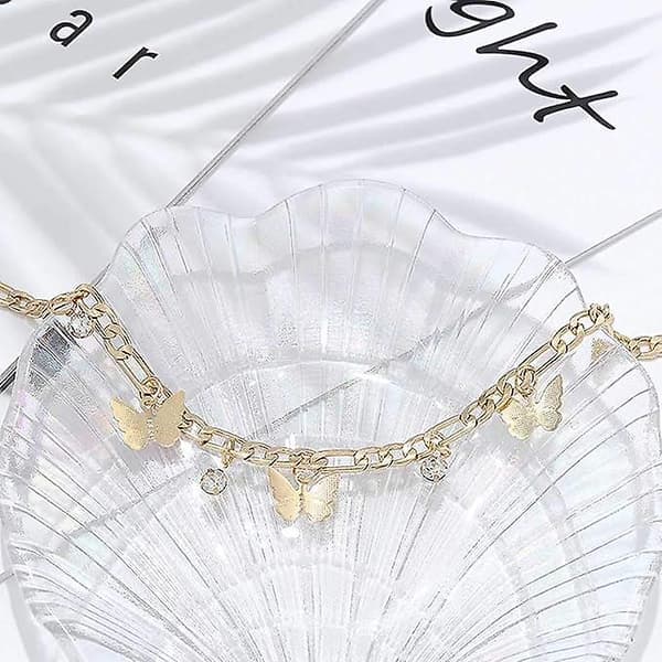 Sommerfugl Krystallkjede Justerbart Med Rhinestones (gull)