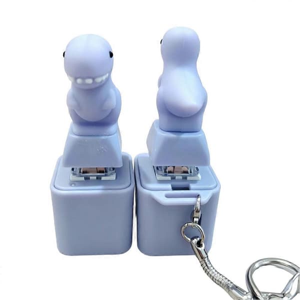 Dinosaur Switch Tester Nøglering med LED-lys, sød keycap-charme, mekanisk klik