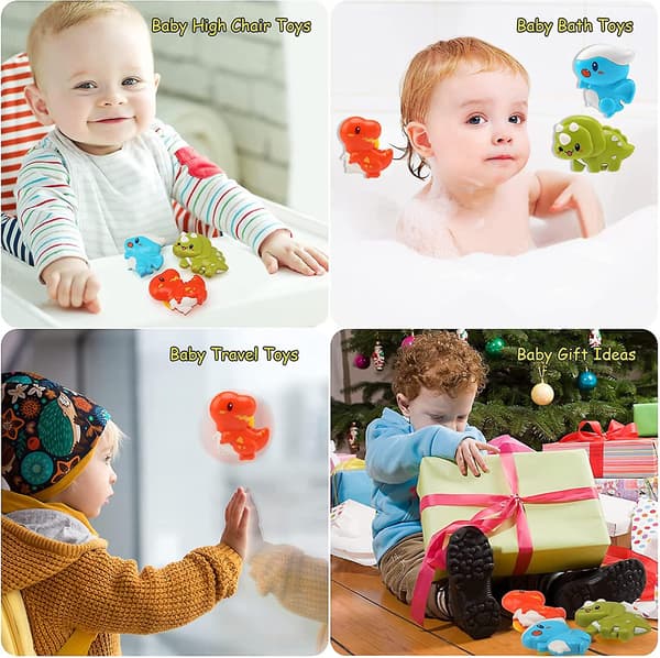 Baby badeleker, 3 stk sugekopp leker, sensoriske leker for småbarn, læring leker for barn, barn skrangle leker（3 stk）
