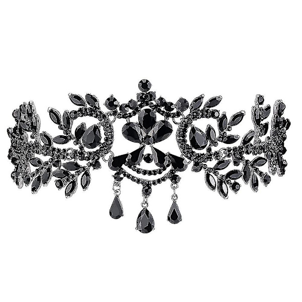 Vintage krystall brud bröllop hårhuvudband bära strass smycken pannband tiara koronal krona