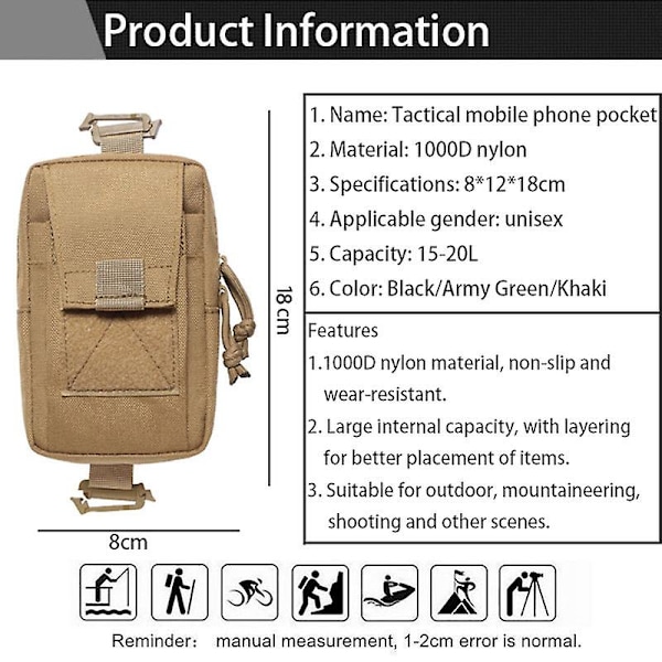 Molle Taktisk midjeväska Utomhus Nöd edc påse Telefon Pack Sport Klättring Löpning Tillbehör Militär Verktyg Jakt Väskor