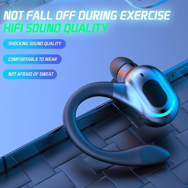 Lang standby Bluetooth5.2 headset trådløs forretningsøretelefon sport Bluetooth-hodetelefoner Hifi Mini Earhook ørepropper med mikrofon for Ios Android Phon