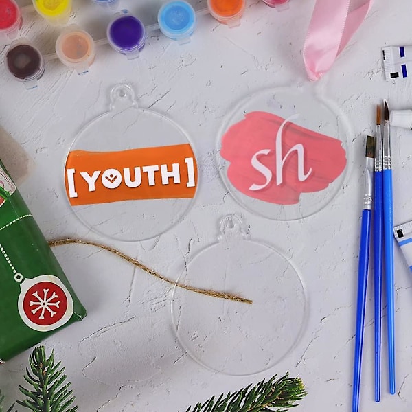 20 st 3 tum klara tomma akryl julgranspynt för DIY-hantverk Hängande prydnader för julgrandekoration Juldag Hemfestdekorationer