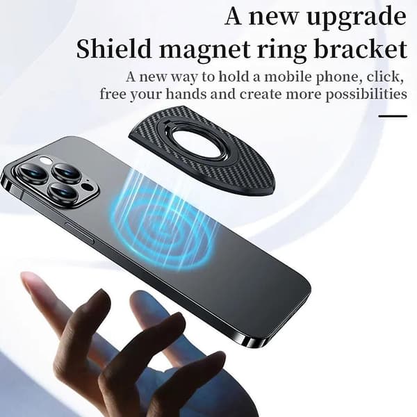 Dubbelsidig stativgrepp 360° roterande för mobiltelefon magnetisk bilfäste (sköldstil)