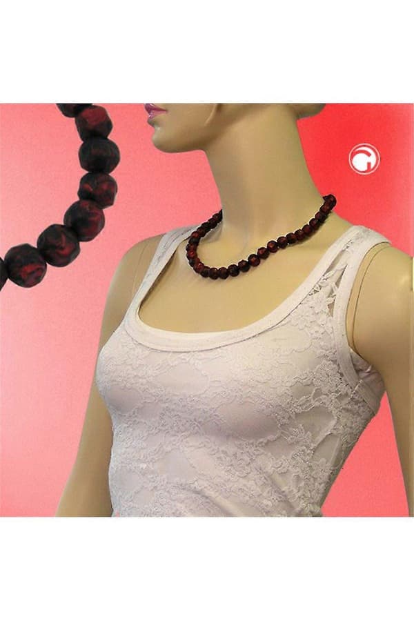 Halsband Barockpärlor 12mm Röd-svart 50cm - Gl02148