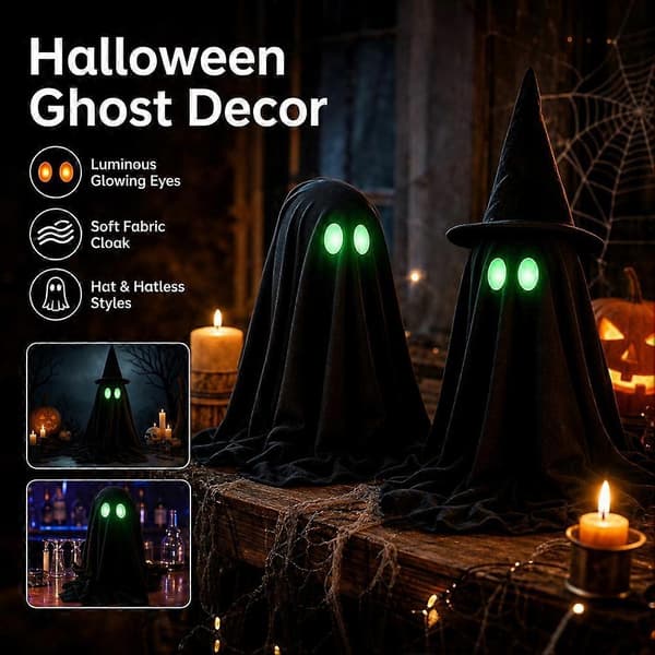 Lysende spøkelsesdekorasjon for Halloween-fest, nattlys til bordet 50cm