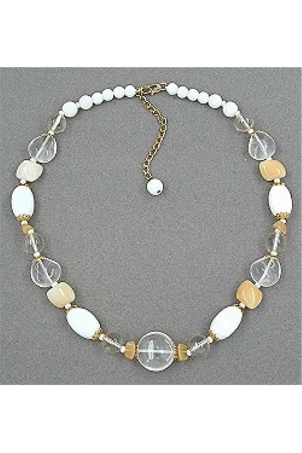 Halsband Glaspärlor Vit-beige - Gl00920