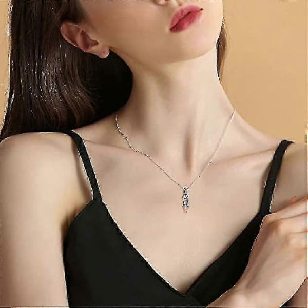 3D Silver Hängande Halsband med Hänge för Kattälskare - Dam