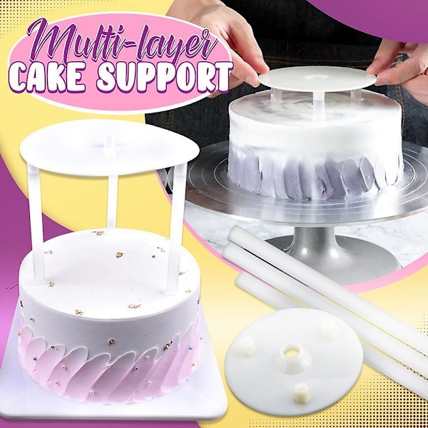 Multi-lags kagesupport sæt runde dessert hylde kagepakning kagesupport ramme kage stande bageværktøjer stabling beslag（12CM X 2 16CM X 1 20CM X 2）