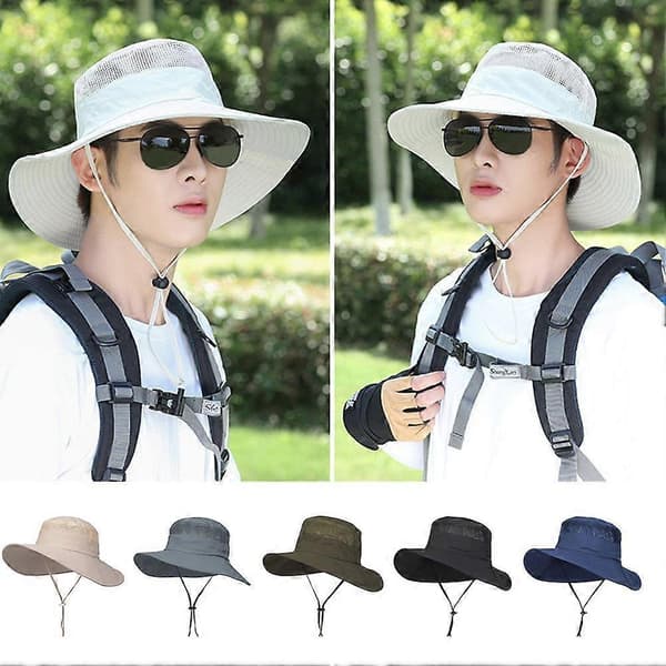 Solhatt med brett brätte för män, solskyddshatt för utomhusbruk, sommarhatt Navy blue