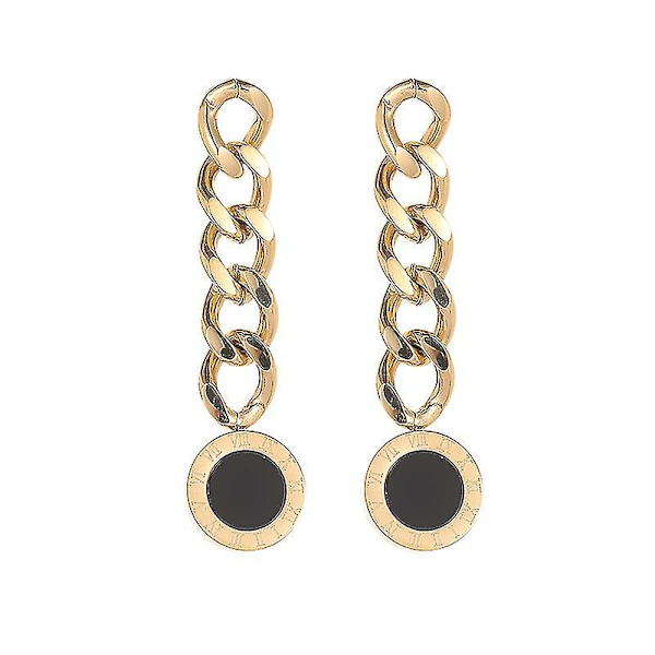 Dww-titanium Stål 14k Gull Geometrisk Kvast Tykk Kjede Øredobber Personlighet Kald Stil Design