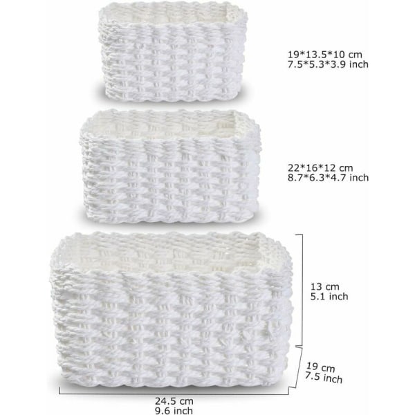 3 kudotun säilytyskorin set meikkitarvikkeille Kylpyhuoneen hoitopöytä Pieni säilytysalusta (valkoinen)