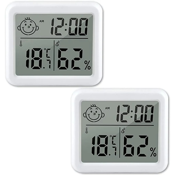2st Mini LCD digital termometer Hygrometer, inomhustermometer för baby vardagsrum kontorskylskåp