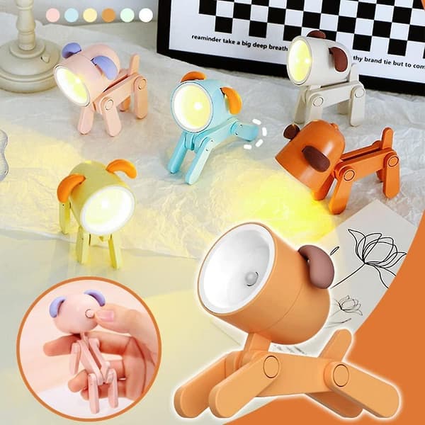 Mini valpebordlampe - LED-skrivebordslampe - søtt nattlys - 2-pakning