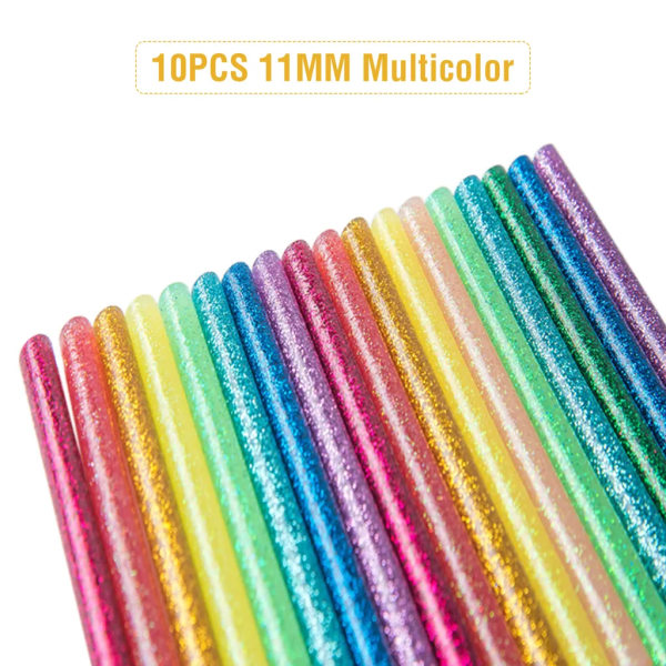 Hot Glue Sticks 10st 11mm DIY Manuell Transparent Färg Glitter Glitter Symphony Glow Smältlimstift för att klistra fyllningar
