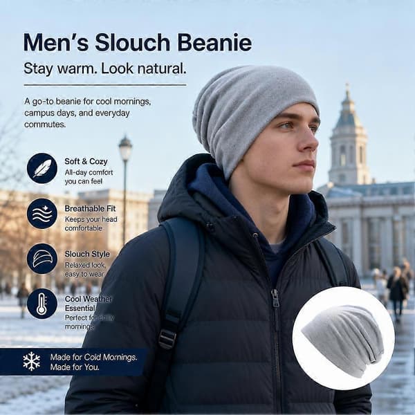 Slouchy mössa - Värmeisolerande, flexibel passform, för utomhusbruk Beige