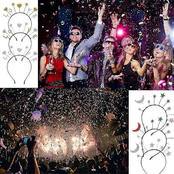 Glitter Hårbånd Søte Måne Stjerne Hjerte Hårbøyle Hodeplagg Bursdagsfest Krone Tiara Hodeplagg