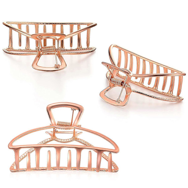 Set med 8 Metallhårklämmor inklusive små 1,57 tum halkfria hårklämmor, 3 tum stora metallhårklämmor (Silver, Guld, Roséguld, Svart) -