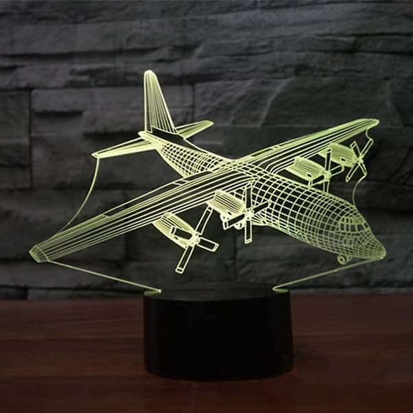 Kreativ 3D lys flymodell illusjon 3D lampe LED 7 fargeendring USB berøringssensor skrivebordslampe nattlys