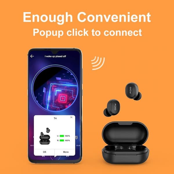 Qcy T4 Mini V5.0 Bluetooth-hodetelefoner True Wireless-hodetelefoner 3d Stereo-headset Dual Mikrofon Laderboks Bluetooth-headset