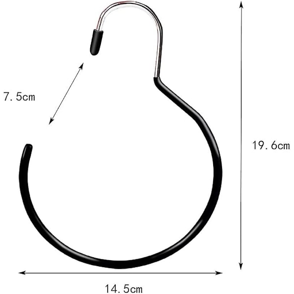 Rundt Skjerf Henger Skjerfholder Stor Størrelse Skjerfholder med Kroker Henge Ringer Skjerfholder for Slips Belter Lue (Svart 5 stk)