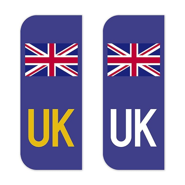 12 brittisk registreringsskylt klistermärke | Europeisk dekal (vit + gul)