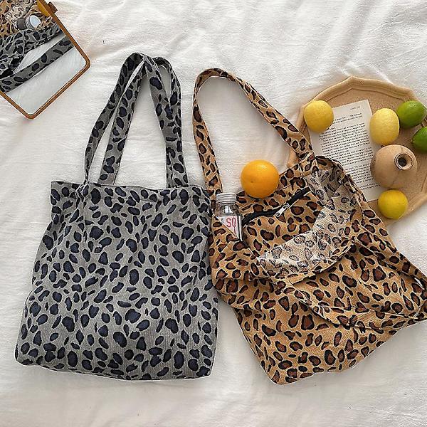 Höst och vinter leopardmönstrad väska dam all-match axelväska stor kapacitet handväska shoppingväska,1pc-brun