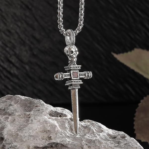 Halsband med katana-hänge för män, smycke, modeaccessoar