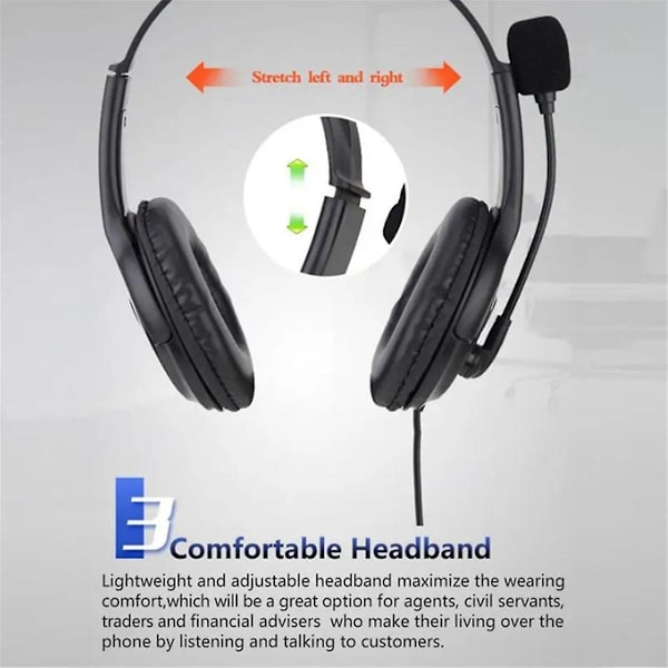 Trådbunden USB-headset Datorundervisning Telefonheadset med mikrofon Typ-C Lämplig för Zoom Skype Kontors Callcenter（Svart）