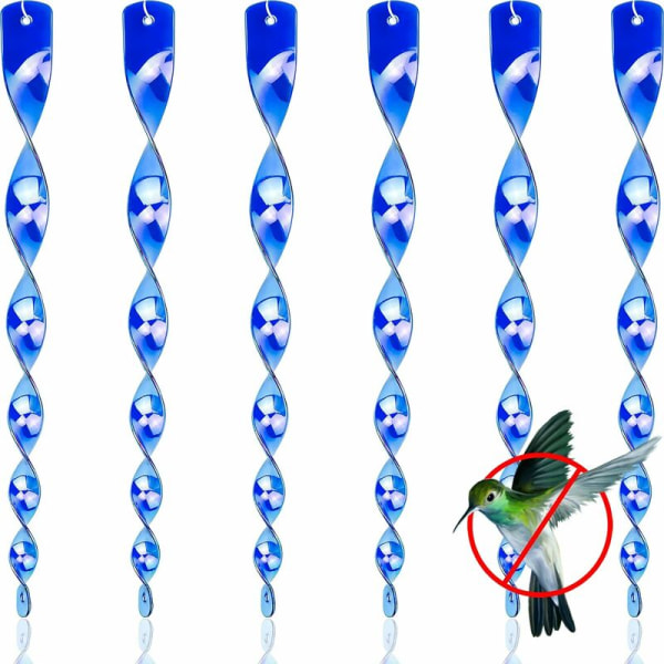 10 stycken fågelavstötande, 30 cm reflekterande avstötande fågelavskräckande stav spiral fågelavvisande väderkvarn (blå)