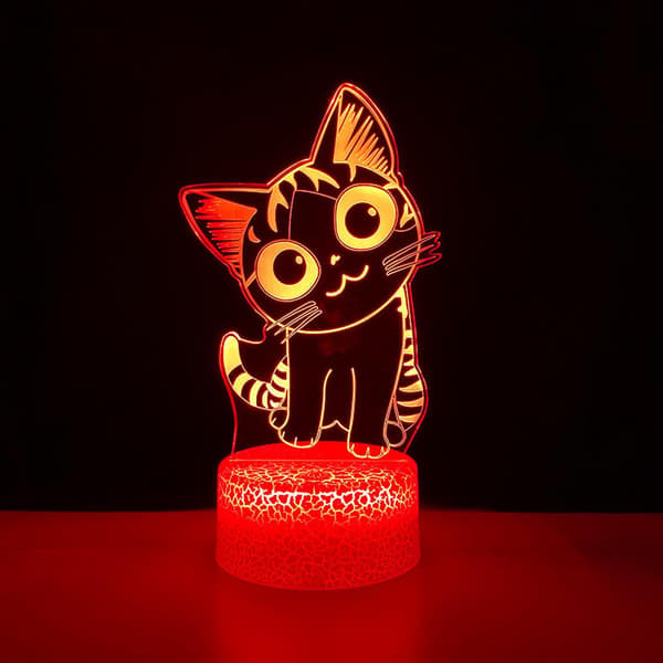 LED nattlys Anime Katt 3D illusjonslampe med R
