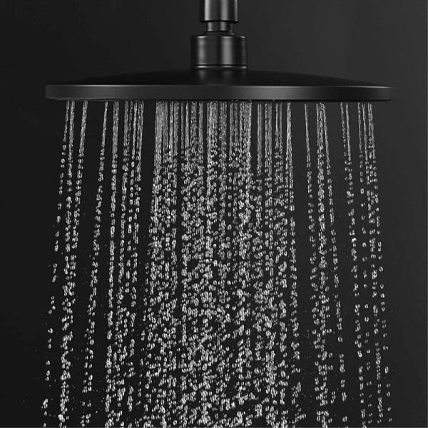 Dusjhode, 9 tommer rundt dusjhode med solid ABS regndusjhode Vannbesparende Høytrykks regndusjhode, svart