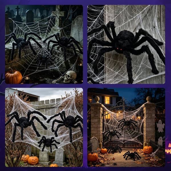 Jättespindel Halloween Dekorationsset, för hem, trädgård och uteplats
