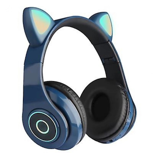 Trådlöst katt-headset Bluetooth-headset LED-headset Barnflickor Headset (rosa)