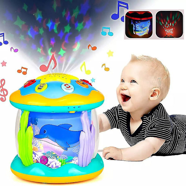 Ocean Rotary Musikleksak för Spädbarn, Ljusupplyst Magetid, Toddlerleksaker för Flickor och Pojkar
