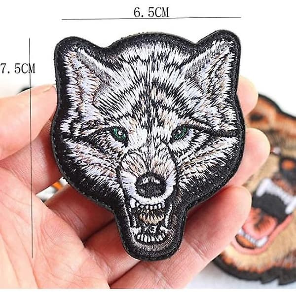Taktisk ulende ulvehode brodert patch, brodert med dyr