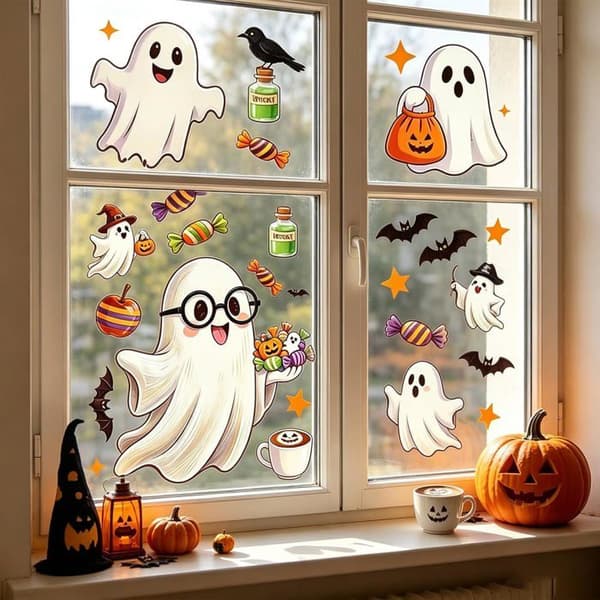 Halloween-koriste 6 arkkia ikkunatarroja haamuja kurpitsoja, 20x30cm