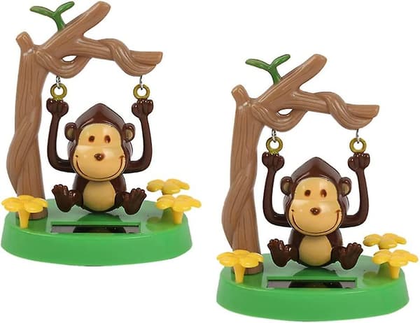 2 st Solar Monkey Bobble Head Dansande Leksak Figur Staty Bil Instrumentbräda Dekorationer Prydnader
