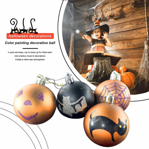 12 kpl Halloween-riippuvia palloja, rikkoutumaton kurpitsalepakkohämähäkkiverkkopallo Halloween-seppele- ja juhlakoristeisiin - Tyyli 1