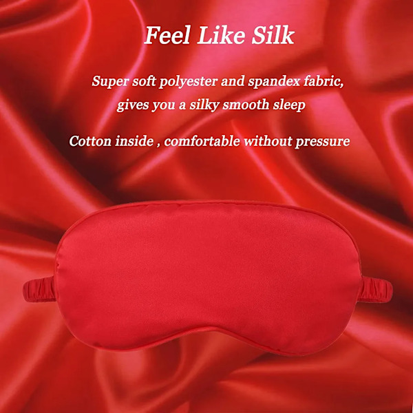 Sovmask för män och kvinnor, ögonmask nattmask silke sovmask justerbart ögonskydd för resor, skiftarbete och tupplurar (röd orange)