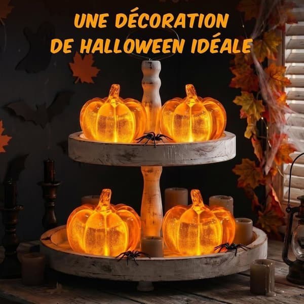 Batteridriven Halloween-pumpadekoration - WINLLINEE - Pumpalykta - LED - För höstfester - Halloween
