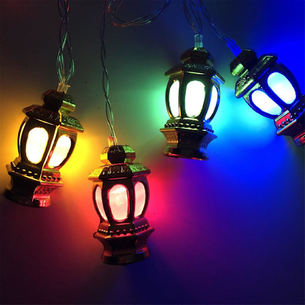 10 LED Ramadan Eids ljusslinga 65 tum 3D oljelampa hemdekor LED ljusslinga inomhus utomhus för hemträdgårdsdekoration (flerfärgad)