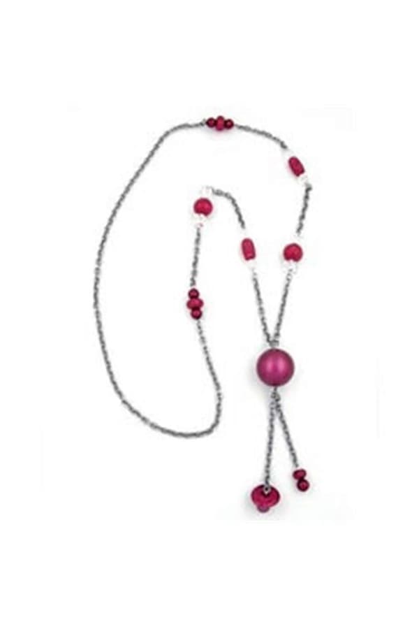 Halsband Rosa-grå Pärlor 95cm - Gl01987
