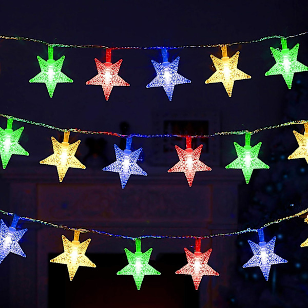 100 LED 49 FT Stjärnformade ljusslingor, Plug In Fairy String Lights Vattentäta, Utbyggbara för inomhus, utomhus, bröllopsfest, julgran, nyår, Gar