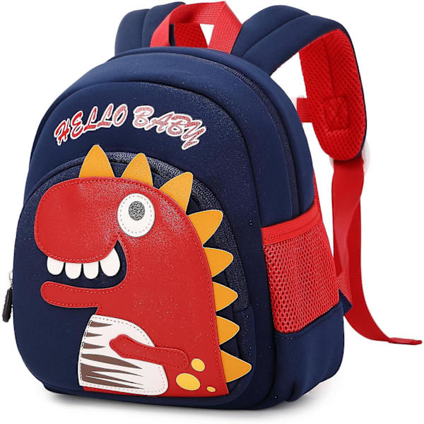 Dinosaurus-reppu taaperoille, lapsille 3-6-vuotiaille, mini-reppu pojille ja tytöille, neopreeninen esikoululaisten reppu kadonneenestohihnalla päiväkotiin ja ulkoiluun