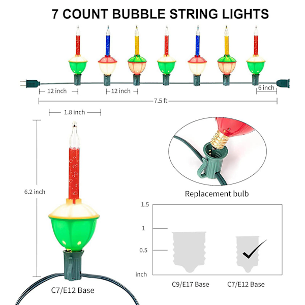 Juledekorationer Klare julelys, 7,2 fod tæller glødelamper indendørs udendørs strenglys, sammenkædelig grøn ledning mini pærelys til hjem, fest, jul, trædekorationer