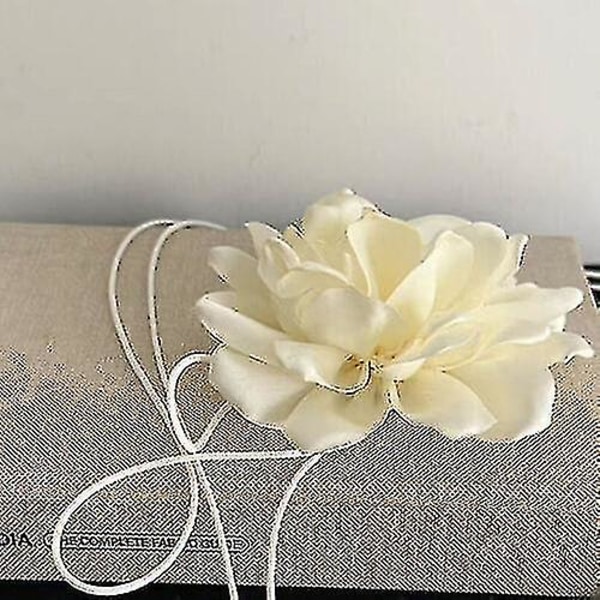 Vinta Lar Blomster Choker Halsband Kvinnor Gotisk Smycken Tillbehör（Beige）