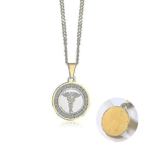 Herr Bibelvers Bön CZ Halsband Kristna Smycken Guld Rostfritt Stål Bedjande Händer Mynt Medalj Hängsmycke Halsband（619G）